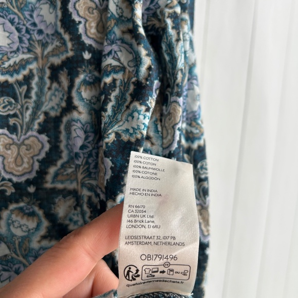By Anthropologie size XL henley peasant blouse blue cotton long sleeve boho - Picture 15 of 15